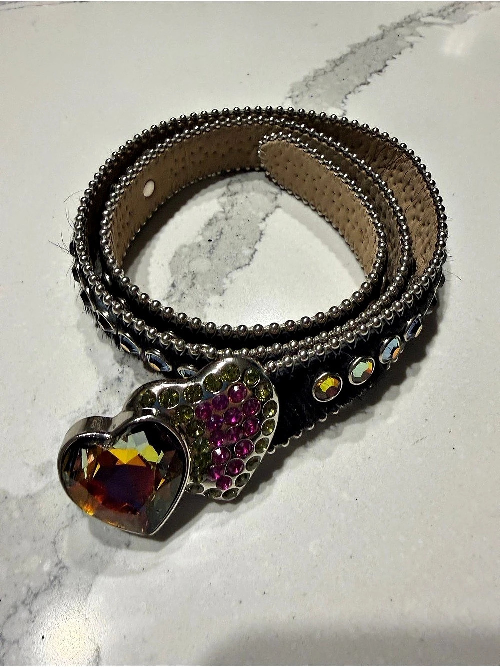 B.B. Simon L303 G73 Crystal Embellished Belt Black Size 73 / 26-31”